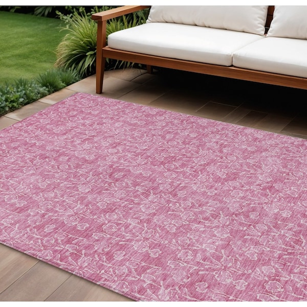 Homeroots 8' X 10' Blush And Ivory Floral Washable Indoor Outdoor Area Rug 581855 - main