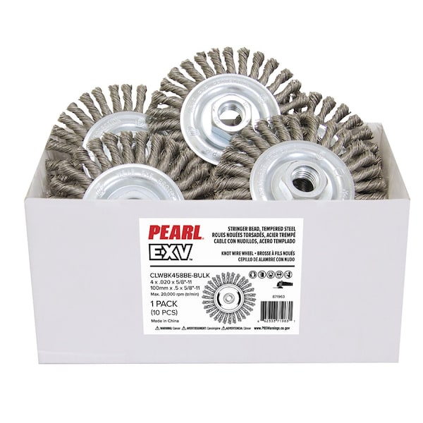 Pearl EXV Knot Wheel Stringer Bead Twist 4 x .020 x 5/8-11, Pack of 10, Stainless Steel CLWBK458BES-BULK - main