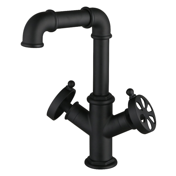 Kingston Brass Two-Handle Single-Hole Bathroom Faucet with Push Pop-Up Drain, Matte Black LS6300RX - main