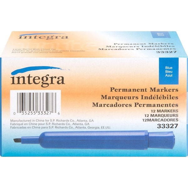 Integra Blue Permanent Chisel MarkersBlue, PK12, 12 PK ITA33327 - main