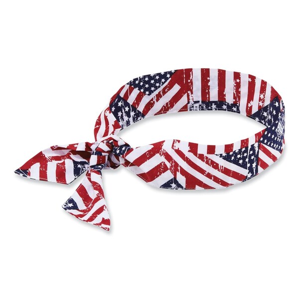 Ergodyne Chill-Its 6700 Cooling Bandana Polymer Tie Headband, One Size Fits Most, Stars and Stripes 12303 - main