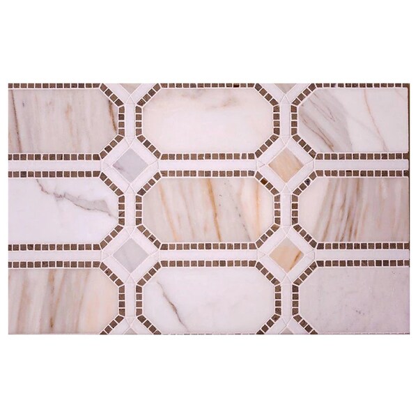 Apollo Tile Serena 12x14 White Gray Calacatta, Thasso, Lagos Azul Mosaic Octagon Wall and Floor Tile, 5PK APLTSC88OC01A - main