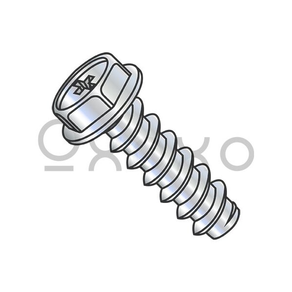 Oxoxo 4-24X1/4 Phillips Indented Hex Washer Self Tapping Screw Type B Fully Threaded Zinc Bake, 10000PK 391234 - main