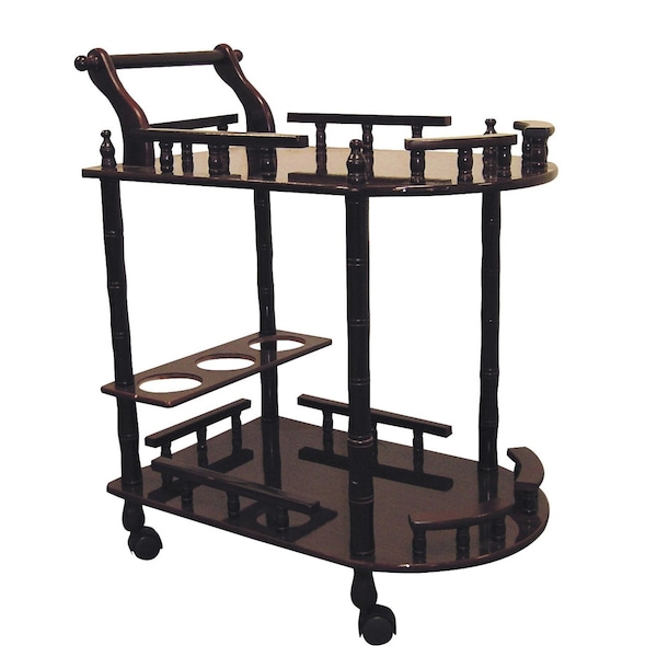 Homeroots 24in Dark Brown Rolling Bar Cart 470339 - main
