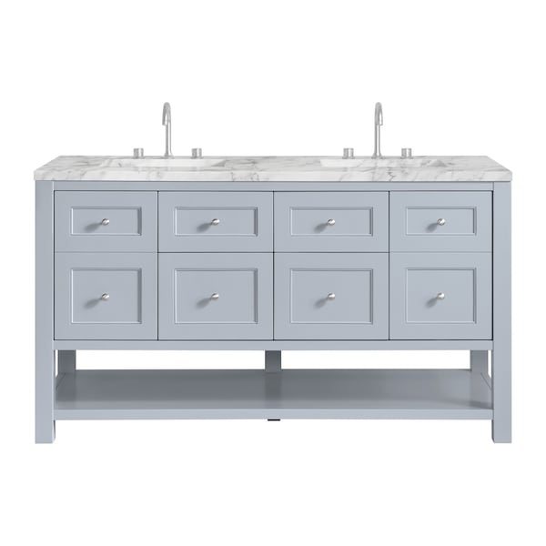 James Martin Vanities Breckenridge 60 in. Double Vanity, Serenity Blue, w/ 3 CM Carrara Marble Top 330-V60D-SRB-3CAR - main