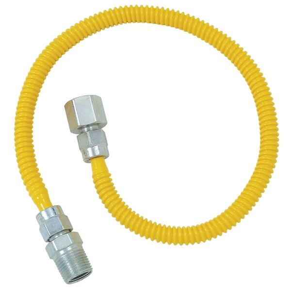 Dormont 3/8'' OD x 18'' Coated Stainless Steel Gas Connector 1/2'' FIP x 1/2'' MIP, Tapped 3/8'' FIP 10C-3132-18B - main