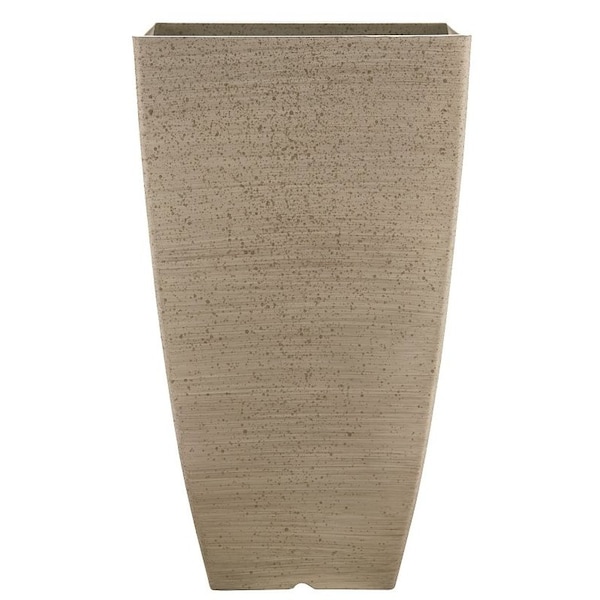 Southern Patio Newland Planter, 21 in H, Square, Plastic/Resin, White, Stone Aesthetic HDR-091684 - main
