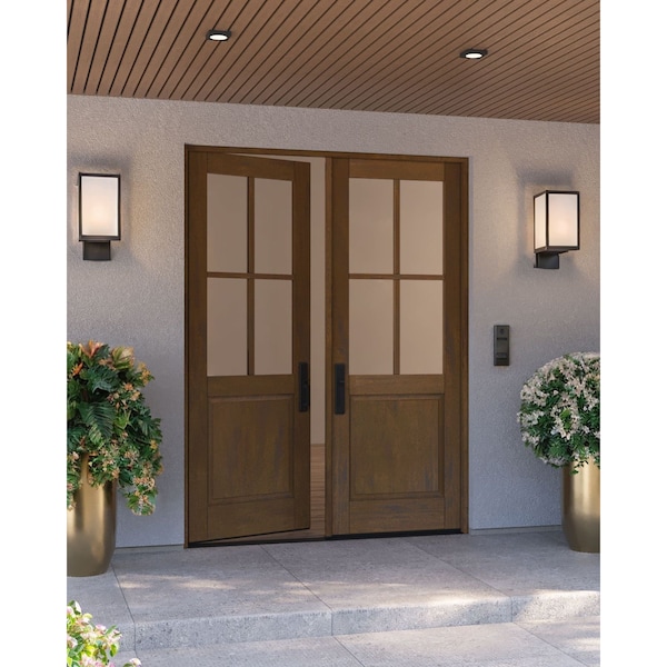 Doornmore G5004, 74.5" x 98" ( 2x36" Door) Left Hand, Mahogany SDL 4 Lite, 1/2 Lite Exterior Door G5004-SW-3696_2_LI - main