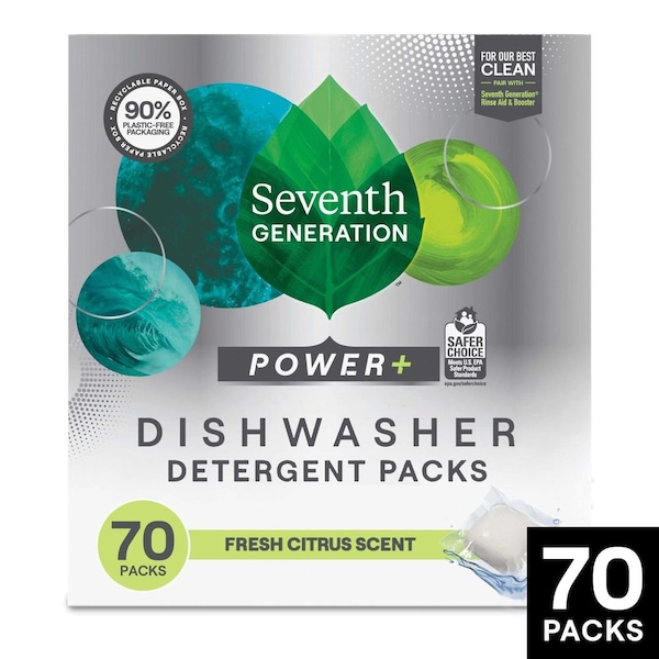 Seventh Generation Power Plus Fresh Citrus Scent Dishwasher Detergent Packs, 70 count, 2PK 68905653 - main