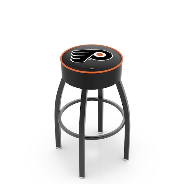 Holland Bar Stool Co 30" Philadelphia Flyers Cushion Seat, Blk Wrinkle Base Swivel Bar Stool L8B130PhiFly-B - main