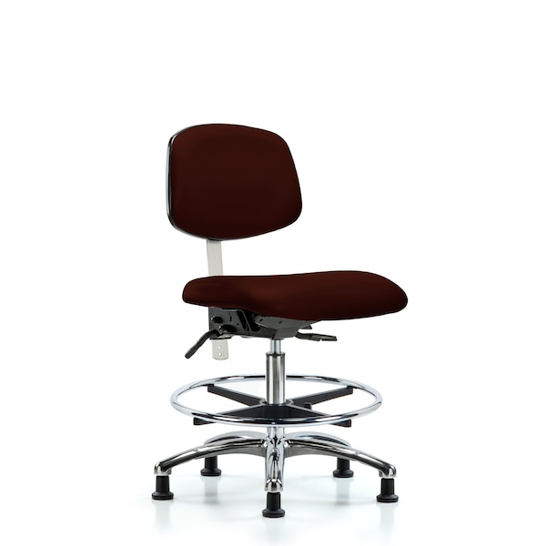 Blue Ridge Ergonomics Med Bench Chair, Vinyl, CF, Glds, Burg, CL100, No Arms, 22" to 29" Height, Burgundy BR-NCR-VMBCH-CR-T1-A0-CF-RG-8569 - main
