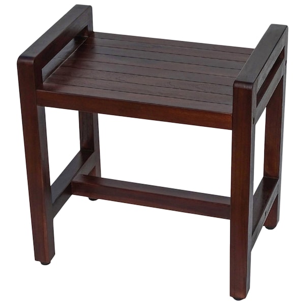 Homeroots 21" X 20" Dark Brown Solid Wood Rectangular Shower Bench 383309 - main