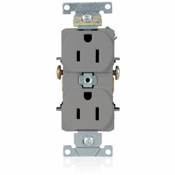 Leviton PlugsandRcptcls, 15A, 125VAC, Gry, Nylon, PK1 5242-GY - main