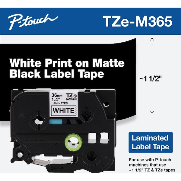 Brother Label/RibbonCartridge, Black, 1-13/32inW TZeM365 - main