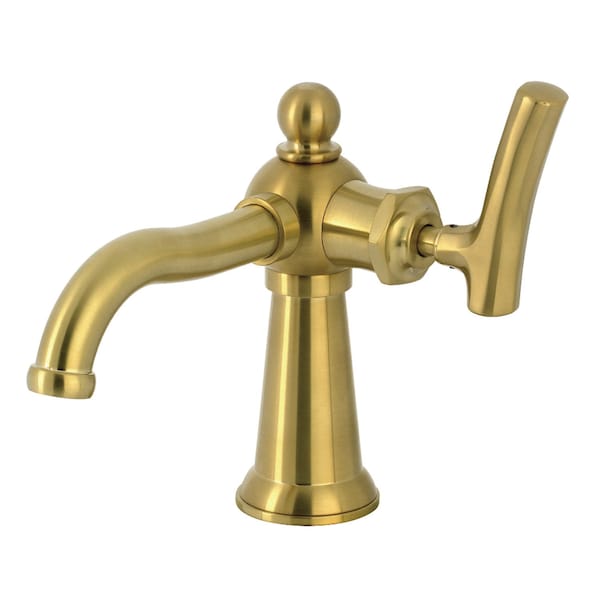 Kingston Brass One-Handle Single-Hole Bathroom Faucet with Push Pop-Up Drain, Brushed Brass KS3547TKL - main