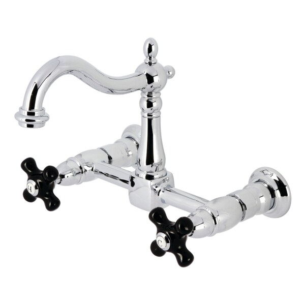 Kingston Brass Two-Handle Wall Mount Bridge Kitchen Faucet, Polished Chrome KS1261PKX - main