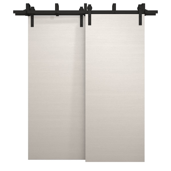 Sartodoors Sliding Closet Barn Bypass Doors 60 x 96 inches, Ego 5000 Painted White Oak, Modern 6.6ft Rails Ha EGO5000BBB-PWO-6096 - main