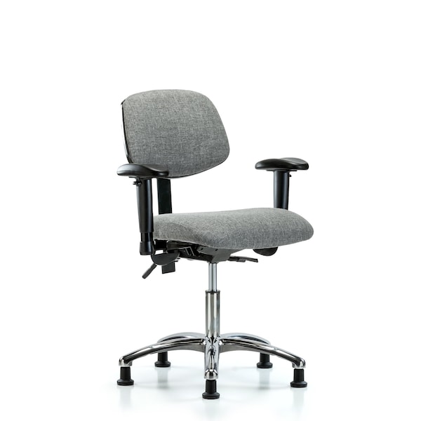 Blue Ridge Ergonomics Desk Chair Desk Chair, Fabric, Chrome AA Glides, Gry, Adjustable Arms, 19" to 24" Height, Fabric, Grey BR-FDHCH-CR-T0-A1-RG-F44 - main