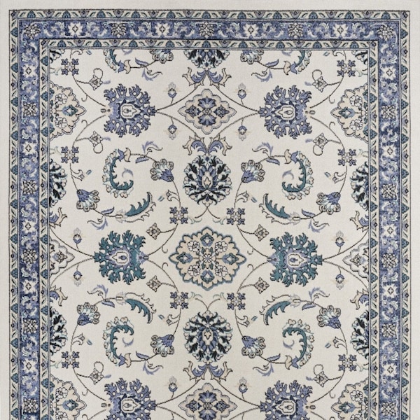 Homeroots 6' X 9' Ivory And Blue Floral Indoor Outdoor Area Rug 572897 - main