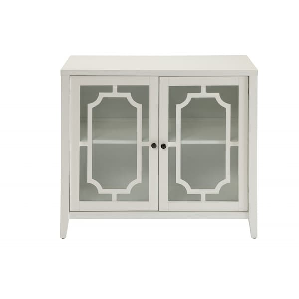 Homeroots 34in White Sideboard with Two Glass Doors 286455 - main