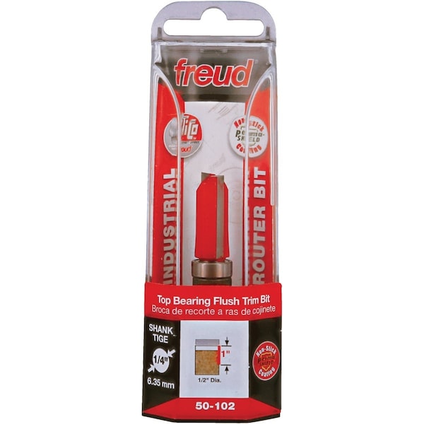 Freud 1/2'' x 1'' Top Bearing Flush Trim Router Bit with 1/4'' Shank 50-102 - main