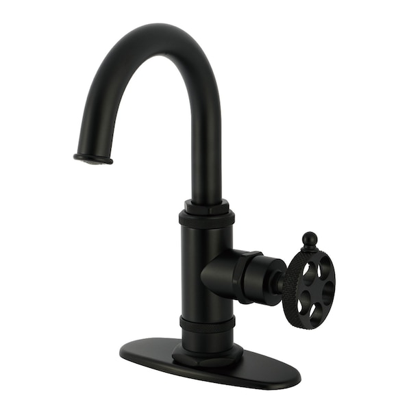 Kingston Brass One-Handle 1-Hole Bathroom Faucet with Knurled Handle, Deck Plate, and Push Pop-Up Drain KSD2210RKX - main