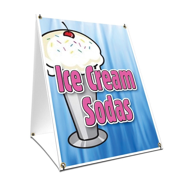 Signmission Ice Cream Sodas, 24 Inch x 18 Inch A-frame Yard Sign, Plastic Sign SBC-1824-Ice Cream Sodas - main