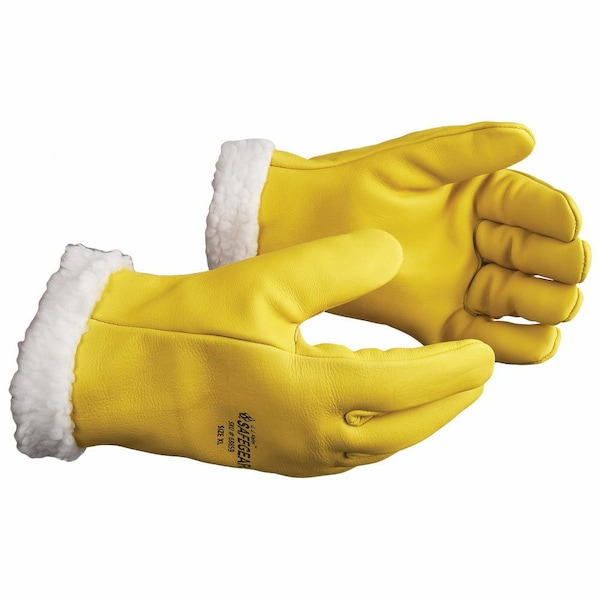 Jj Keller Winter Work Gloves, Cowhide Leather, Sherpa Lined, Yellow, 2XL 68860 - main