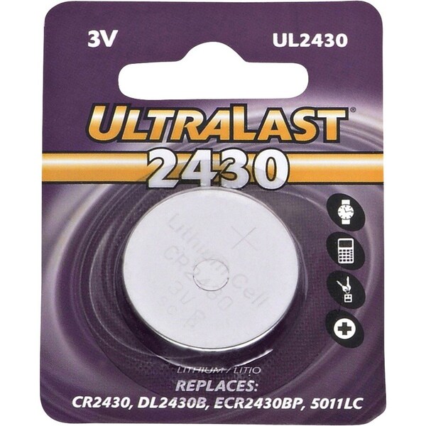 Dantona UL2430 Lithium Button General Purpose Battery - For Multipurpose - CR2430 - 280 mAh - 3 V DC UL2430 - main