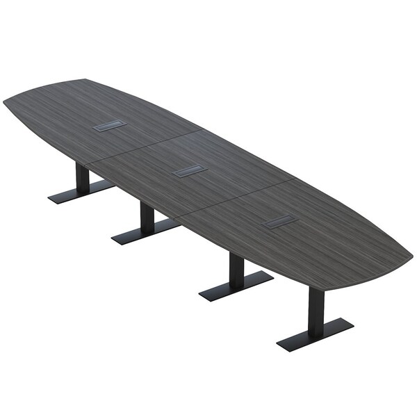 Skutchi Designs Arc Boat Conference Table With Power, 48 in W, 192 in L HAR-ABOT-48X192-T.BK-WA7949-NA - main