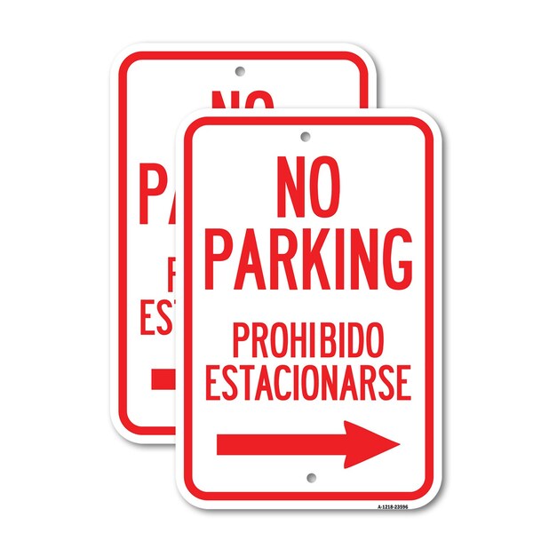 Signmission No Parking Prohibido Estacionarse With Left Arrow, 18'' X 24'' 2 Signs, Heavy Gauge Aluminum, 2PK A-1824-2PACK-23596 - main