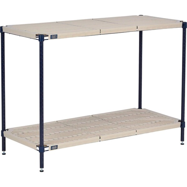 Global Industrial Nexel Nexelite 2 Shelf, Vented Plastic Mat Shelving Unit, Starter, 72"W x 18"D x 34"H B3152593 - main