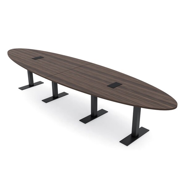 Skutchi Designs 12 Person Conference Table With Power Unit | 14' Oval Table | Harmony Series HAR-OVL-48X168-T.BK-H3041-EBLK - main