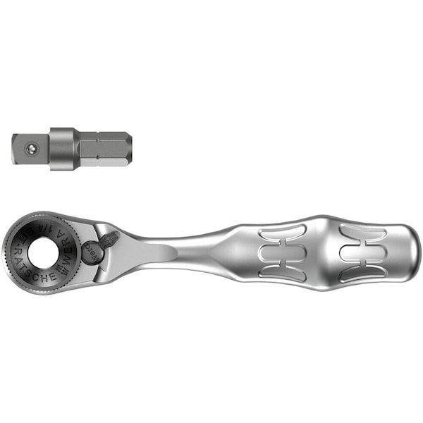 Wera 8001 A Zyklop Mini 1 Bit Ratchet 1/4 in SB with 1/4 in drive, 2 pieces 5073230001 - main