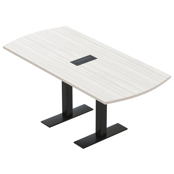 Skutchi Designs 6ft Conference Table W/ Power Unit | 6 Person Modular Arc Rectangle Meeting Table | Harmony Series HAR-AREC-36X72-T.BK-WA7976-EBLK - main