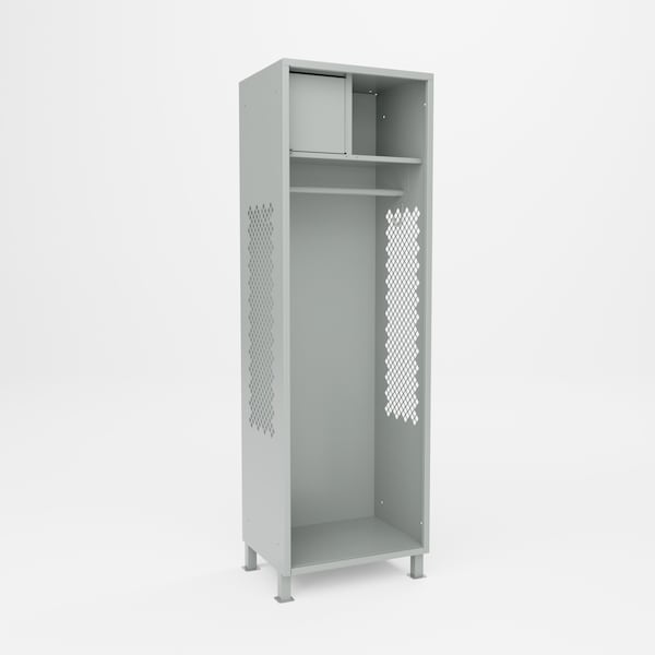 Pucel Athletic Gear Locker, 24 in W x 72 in H x 18 in D, Top Cabinet, 4 in Legs, Gray GL-2472-18-TL - main
