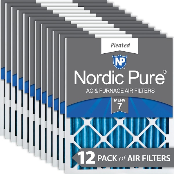 Nordic Pure 20x20x2 Pleated Air Filter, High Capacity, Electrostatically Charged Synthetic Media, MERV 7, 12 PK 20x20x2M7-12 - main