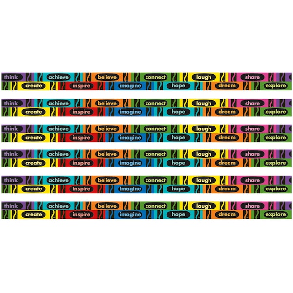 Eureka Crayola Inspirational Words Deco Trim, 37 Feet Per Pack, 6PK 845674 - main