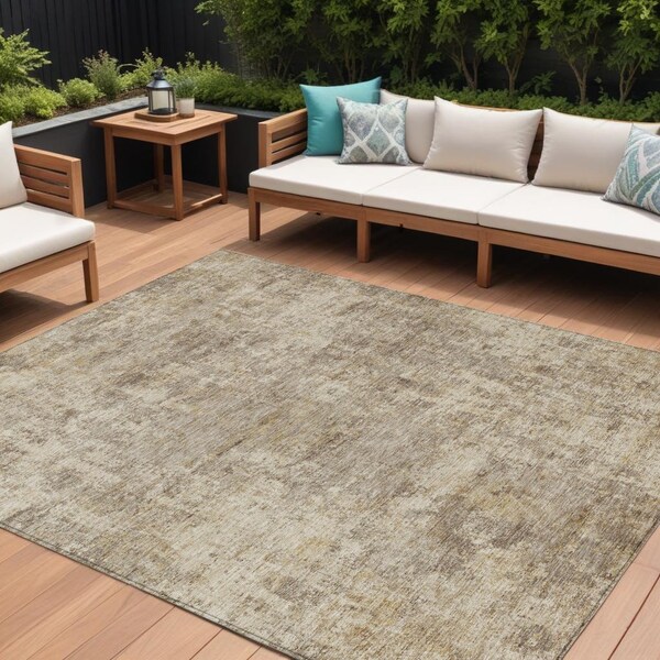 Homeroots 9' X 12' Taupe And Beige Abstract Washable Indoor Outdoor Area Rug 630553 - main