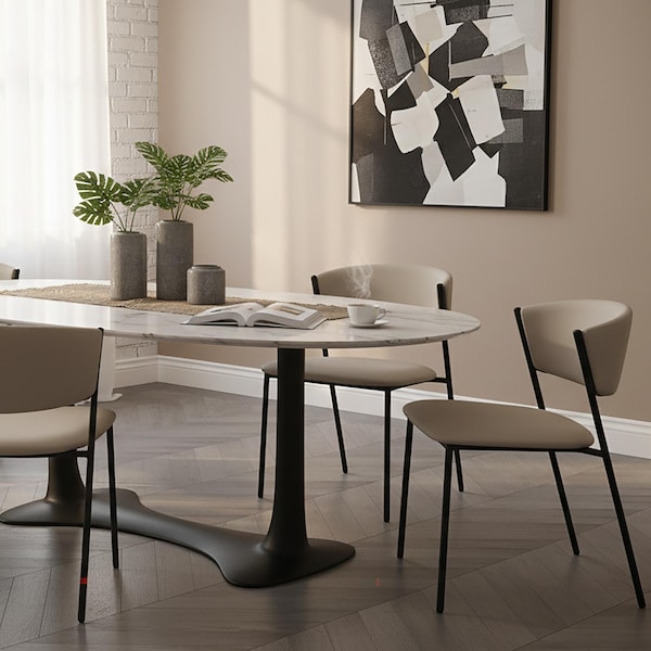 Manhattan Comfort Drift Metal Vegan Leather Side Chair in Stone Gray - Set of 4 DC1532-1 - main