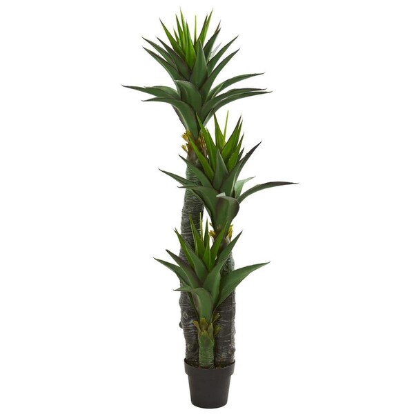 Dare2Decor 5 ft. Decorative Yucca Artificial Tree in Black Planter DA3085160 - main