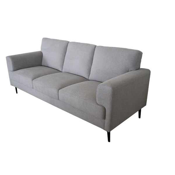 Homeroots 84" Light Gray Linen Sofa With Black Legs 491331 - main