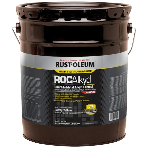 Rust-Oleum Interior/Exterior Paint, High Gloss, Oil Base, Safety Yellow, 5 gal 944300 - main