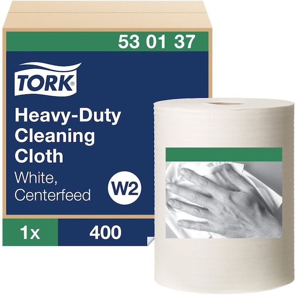 Tork Heavy Duty Centerfeed Cleaning Cloth, 9.84 in Dia x 349 ft L x 12.59 in W Roll, 280, Spunlace, White 530137 - main
