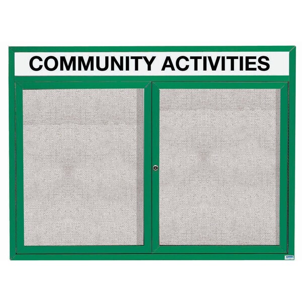 Aarco Outdoor Enclosed Bulletin Board w/ Al Frame Header, Powder Coated Green, Neutral 36''Hx48''W ODCC3648RHG - main