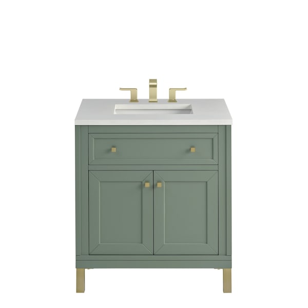 James Martin Vanities Chicago 30 in. Single Vanity, Smokey Celadon, w/ 3 CM White Zeus Silestone Top 503-V30-SC-3WZ - main