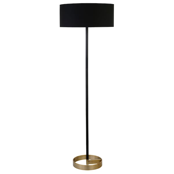 Homeroots 62" Black Traditional Shaped Floor Lamp With Black No Pattern Drum Shade 523364 - main