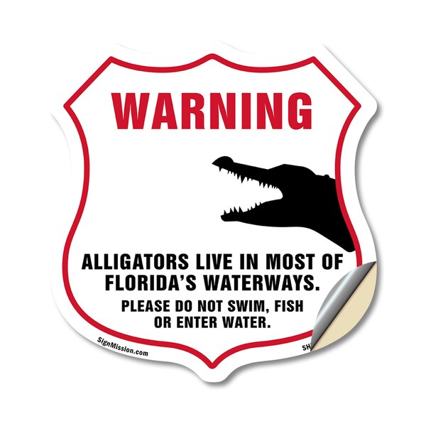 Signmission Alligator Warning Shield Sign Warning Al, 18 Inch X 18 Inch, Vinyl Decal SHI-D-18-359 - main