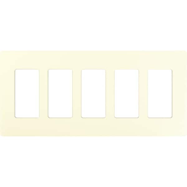 Lutron Designer Wall Plates, Number of Gangs: 5 Thermoset, Gloss Finish, Light Almond CW-5-LA - main