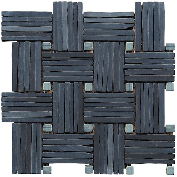 Intrend Tile Basketweave Interloacked Mosaic Blend - Black Slate LS013-S - main